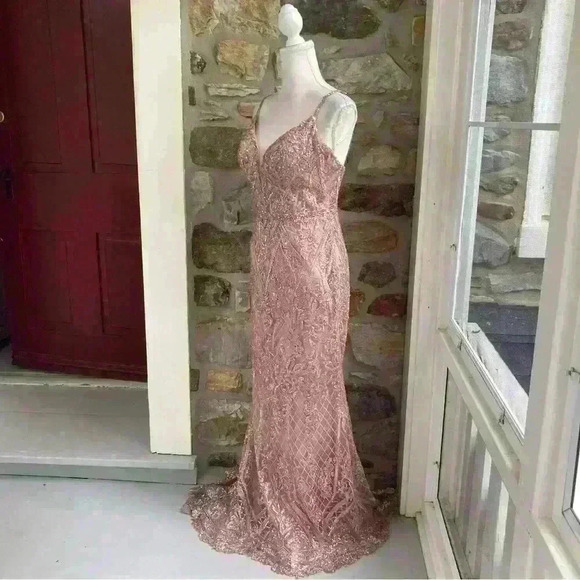 Ellie Wilde Floral Sequin Fit & Flare Tulle Sequin Corset Prom Dress Womens 6 - Picture 8 of 16